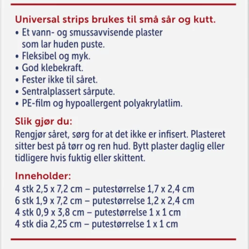 Plaster, Universalstrips 18 stk. assorterte størrelser