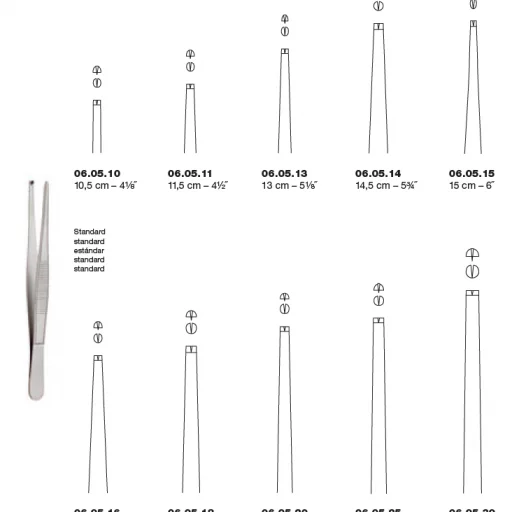 PINSETT KIRURGISK standard 1x2 tenner 14,5 cm - Medicon