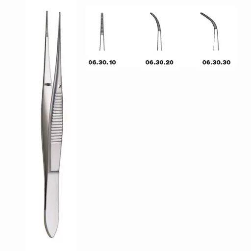 PINSETT IRIS anatomisk rett 10cm riflet