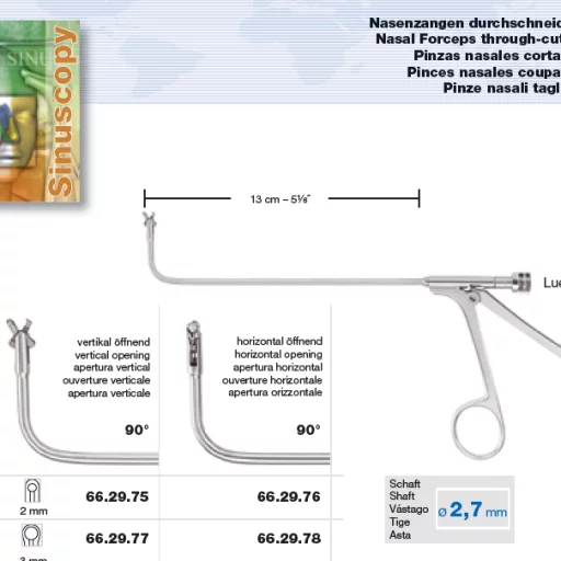 Nesetang cupped 13cm 90° vinklet opp 2mm horisontal luer lock