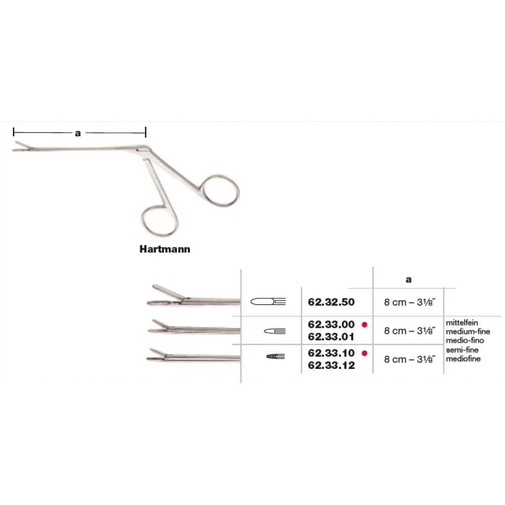 ØRETANG Hartmann medium m/rett tupp, knebøyd 8 cm - Medicon