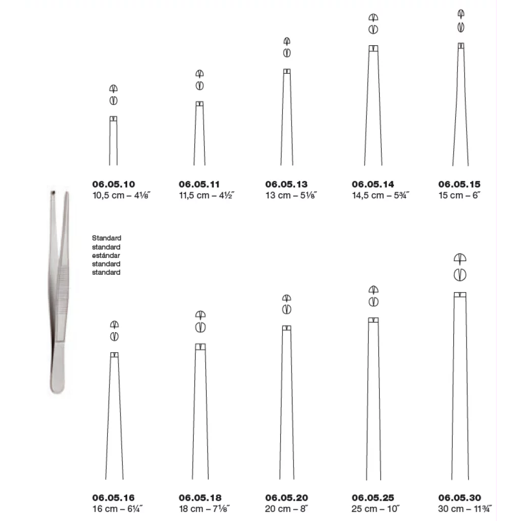 PINSETT KIRURGISK standard 1x2 tenner 14,5 cm - Medicon