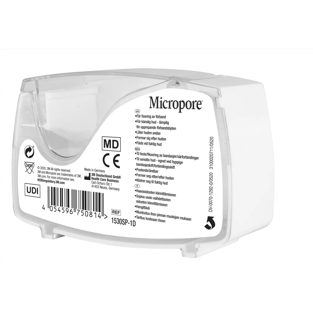 MICROPORE HVIT 2 1/2 m/dispenser, ny type 1530SP1D