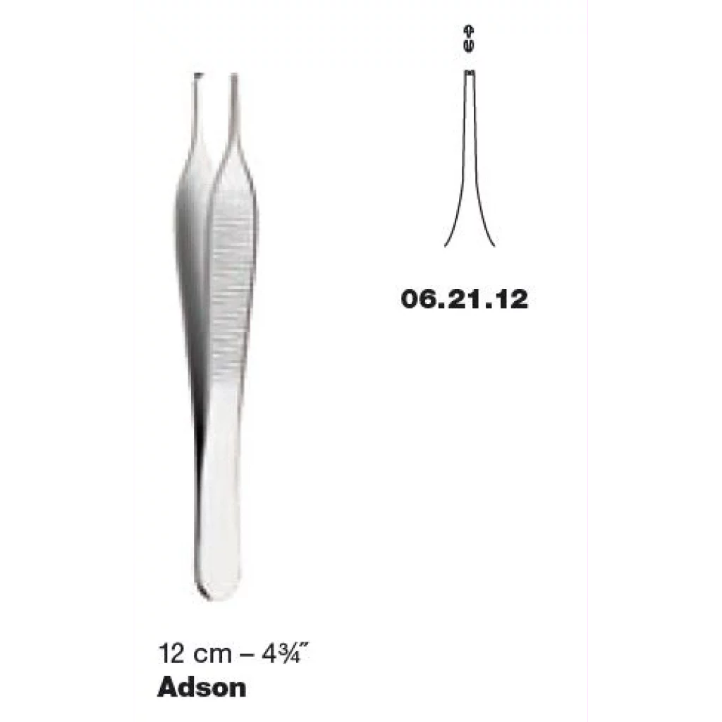 PINSETT ADSON KIRURGISK 12 cm 1x2 tenner - Medicon