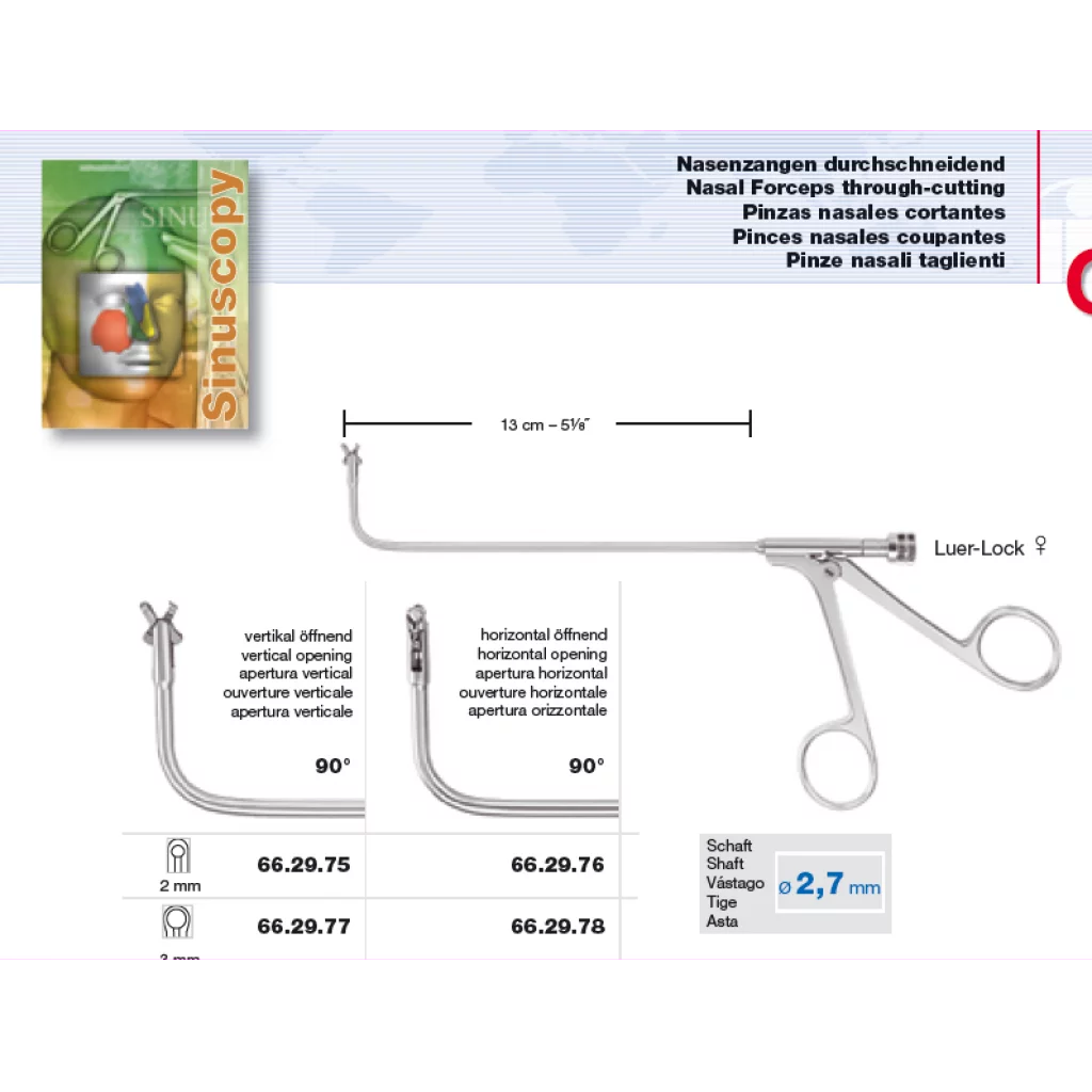 Nesetang cupped 13cm 90° vinklet opp 2mm horisontal luer lock