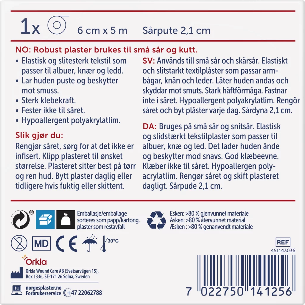 NORGESPLASTER TEKSTIL ROBUST m/kompress 6cmx5 m.