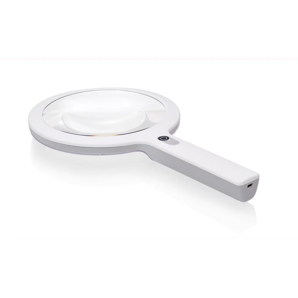 Lupelampe Opticlux Hand hvitt+Woods lys Ø160mm D3,5/1,9x