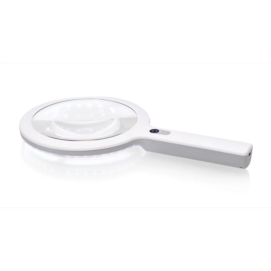 Lupelampe Opticlux Hand hvitt+Woods lys Ø160mm D3,5/1,9x