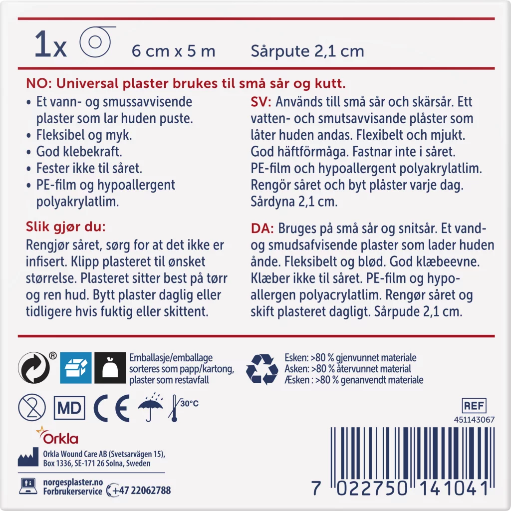 NORGESPLASTER UNIVERSAL plaster m/kompress 6cm x 5m