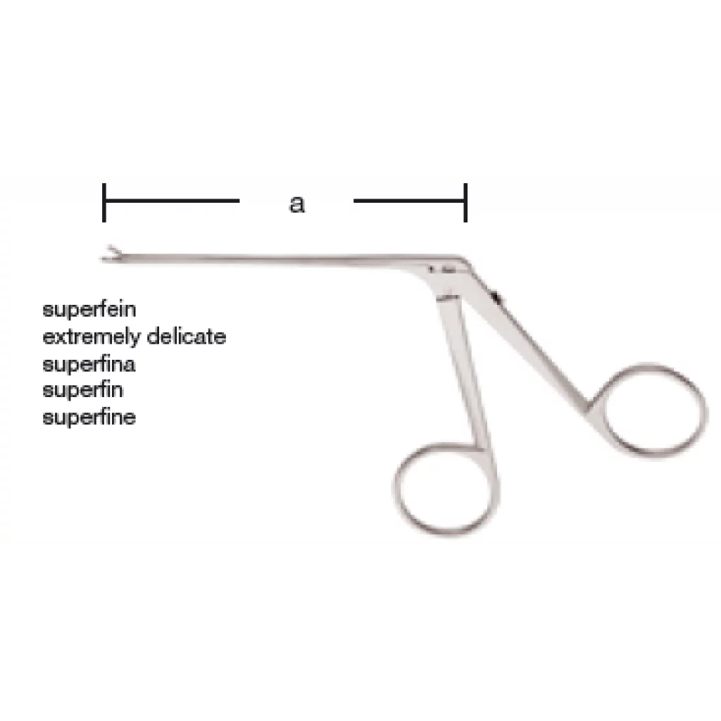 ØRETANG mikro 8 cm rett riflet tupp 4x0,4mm superfin Medicon