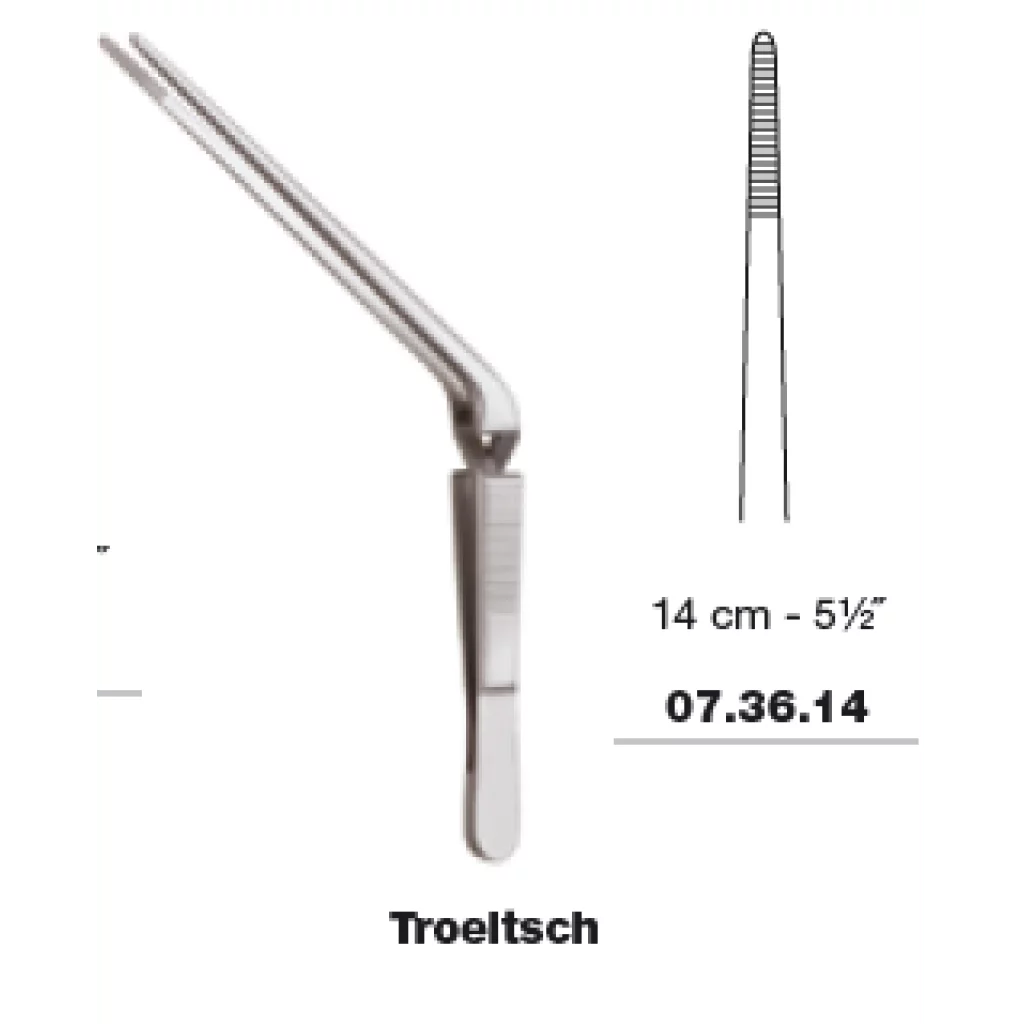 ØREPINSETT TROELTSCH knebøyd X-funksjon 14 cm - Medicon