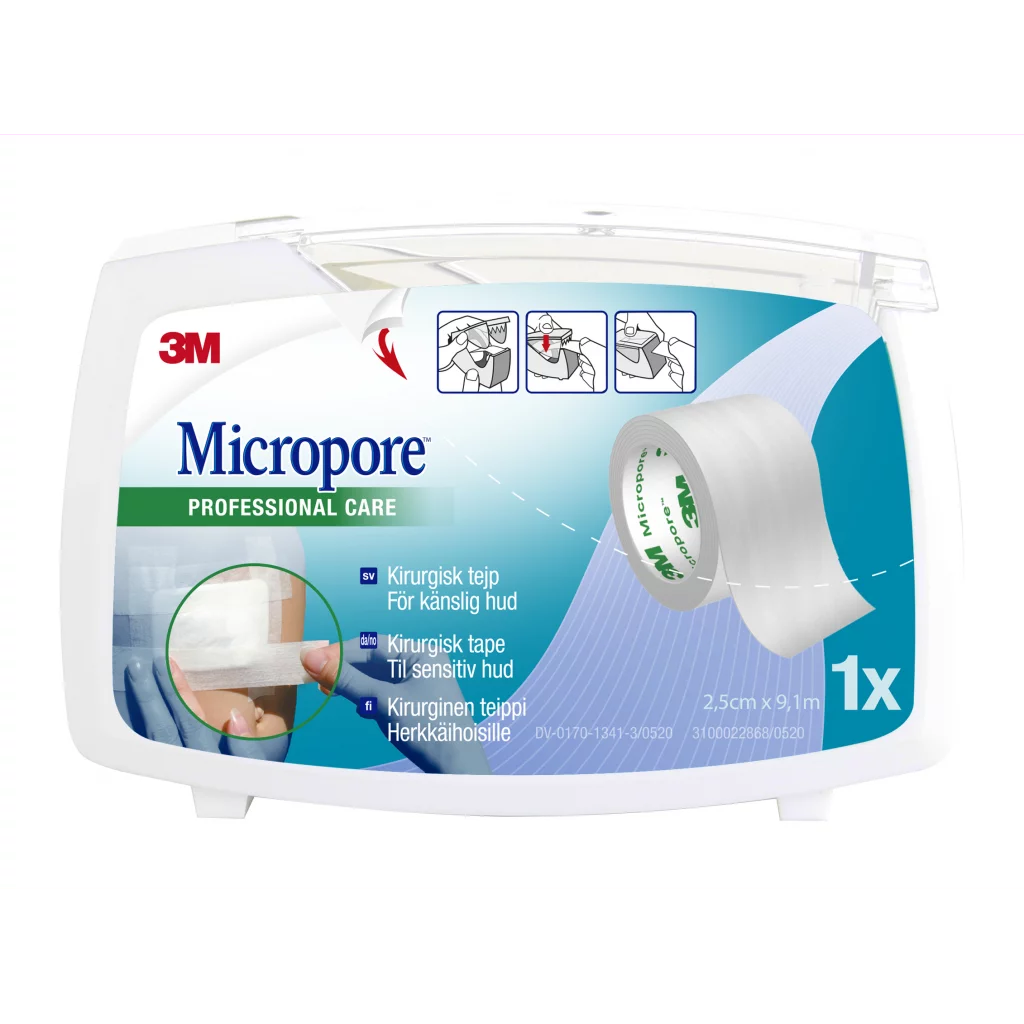 MICROPORE HVIT 2 1/2 m/dispenser, ny type 1530SP1D