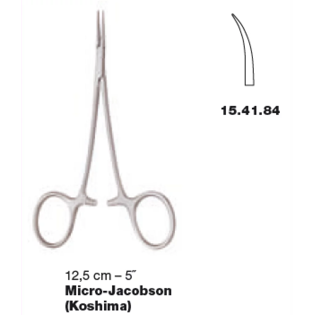 Arterieklemme Micro Jacobson (Koshima) 12,5cm bøyd glatt