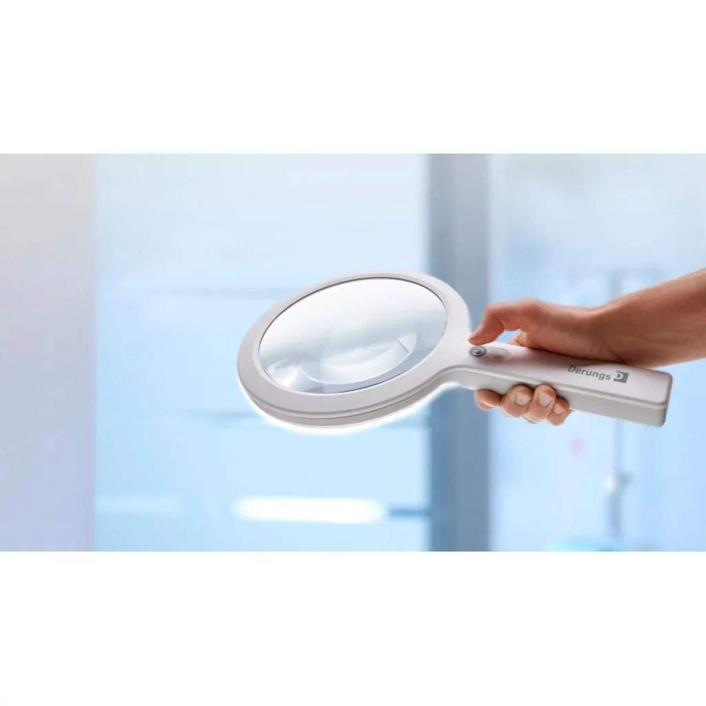 Lupelampe Opticlux Hand hvitt+Woods lys Ø160mm D3,5/1,9x