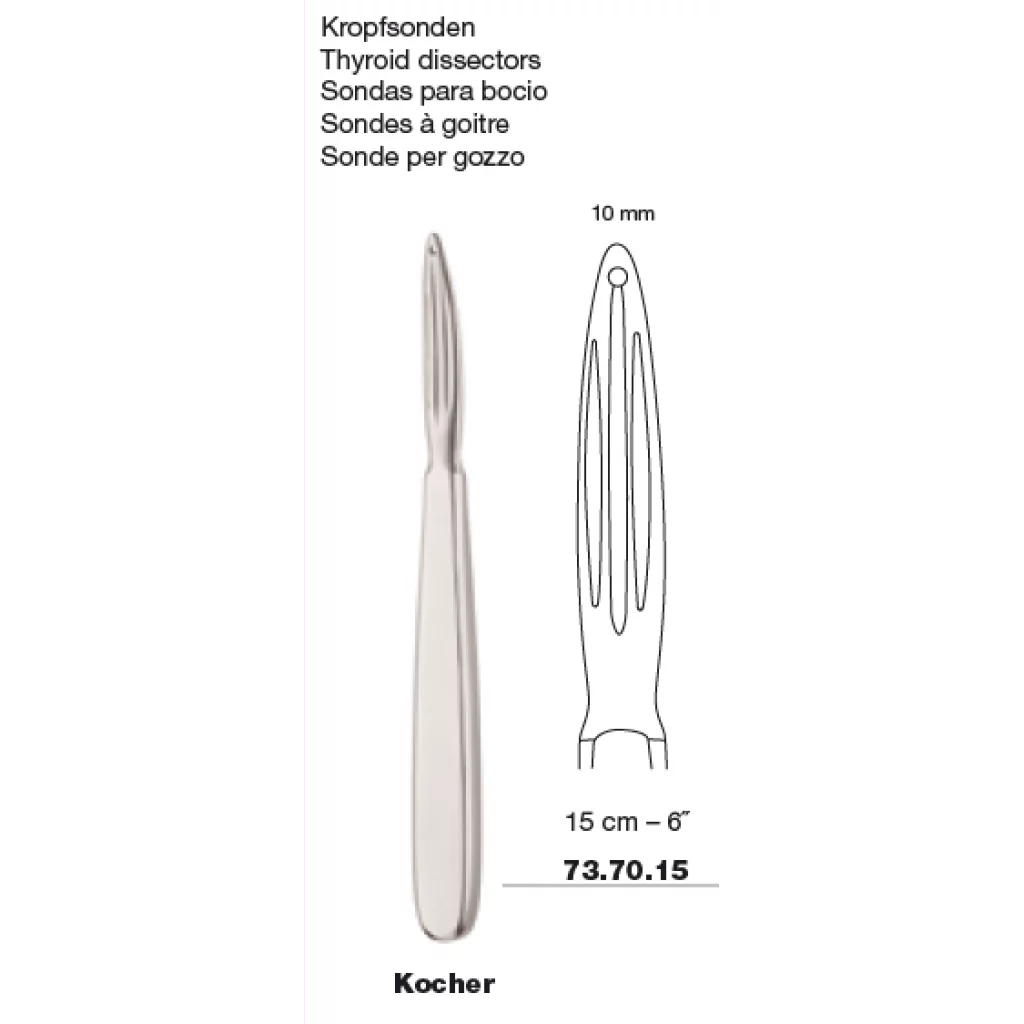 Kocher bronchocele probe 10 mm 15 cm